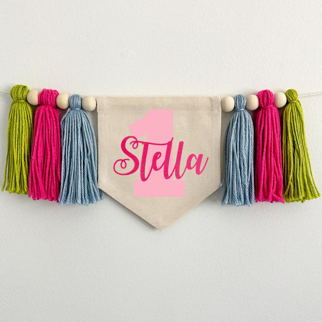 First Birthday Decorations | Custom Banner | Girl 1st Birthday | Personalized High Chair Banner | Cake Smash Prop | One Banner