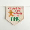 Christmas Half Birthday Party Decorations, Halfway to One Holiday High Chair Banner, Gingerbread 6 Month Sign, Candy Cane Cake Smash Decor