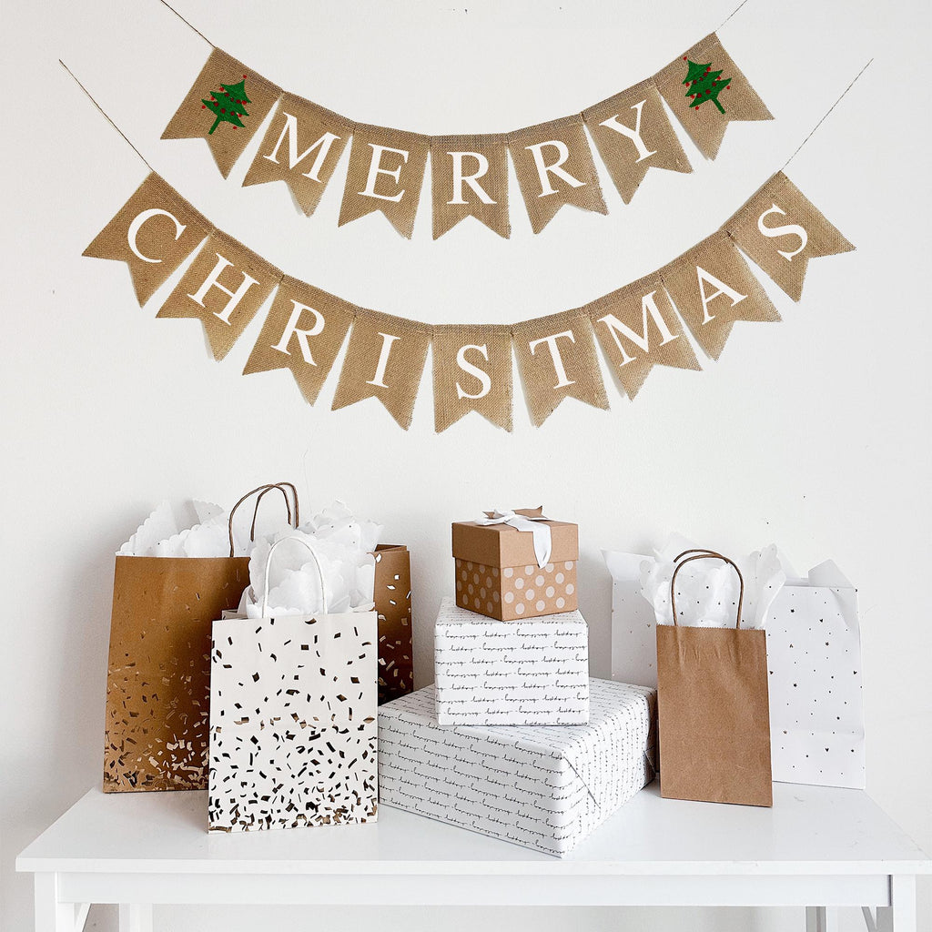 Merry Christmas Banner | Holiday Mantel Decorations | Rustic Christmas Decor