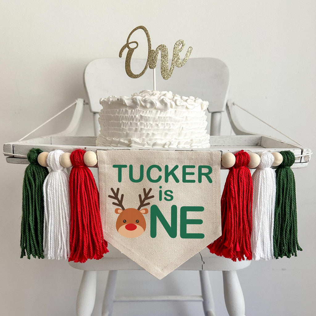 Christmas First Birthday | Personalized First Birthday | rReindeer 1st Birthday | High Chair Banner | Cake Smash Props