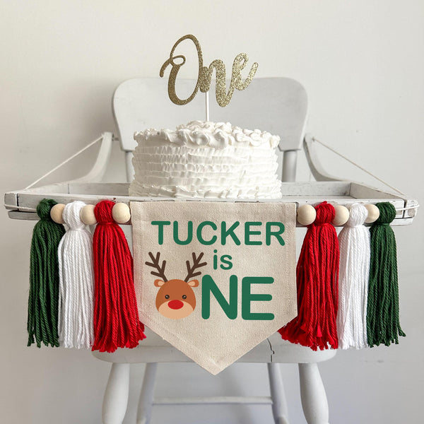 Christmas First Birthday | Personalized First Birthday | rReindeer 1st Birthday | High Chair Banner | Cake Smash Props