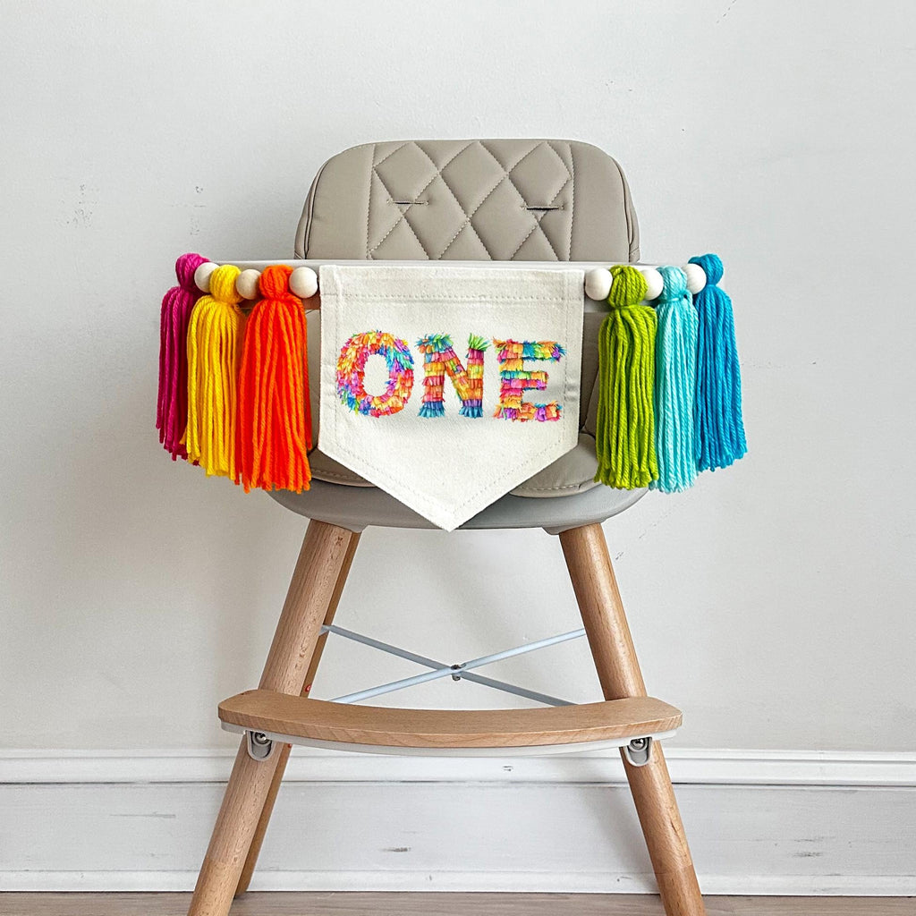 First Birthday Decorations, Pinata High Chair Banner, One Banner, Fiesta Party Decorations, Cinco de Mayo Birthday, Cake Smash Pennant