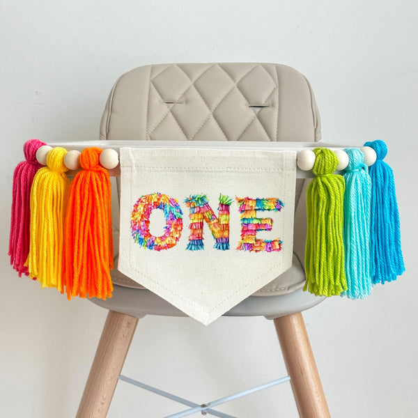 First Birthday Decorations, Pinata High Chair Banner, One Banner, Fiesta Party Decorations, Cinco de Mayo Birthday, Cake Smash Pennant