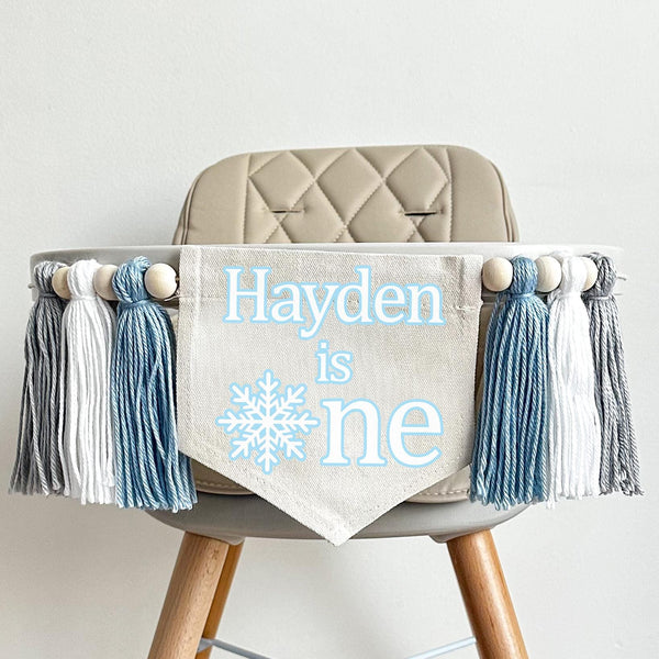 Winter ONEderland 1st Birthday Party Decorations, Custom Winter Wonderland High Chair Banner, Snowflake First Birthday, Snow Cake Smash Prop