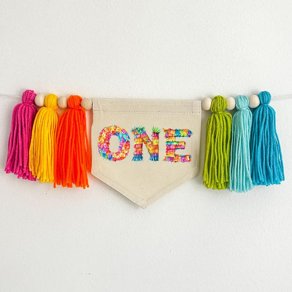 First Birthday Decorations, Pinata High Chair Banner, One Banner, Fiesta Party Decorations, Cinco de Mayo Birthday, Cake Smash Pennant