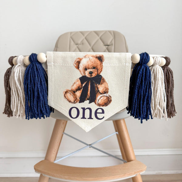 Teddy Bear First Birthday | Highchair Banner | Beary First Birthday | Boy Party Decorations | Cake Smash Prop