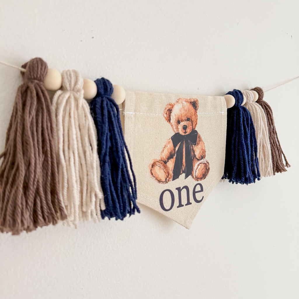 Teddy Bear First Birthday | Highchair Banner | Beary First Birthday | Boy Party Decorations | Cake Smash Prop