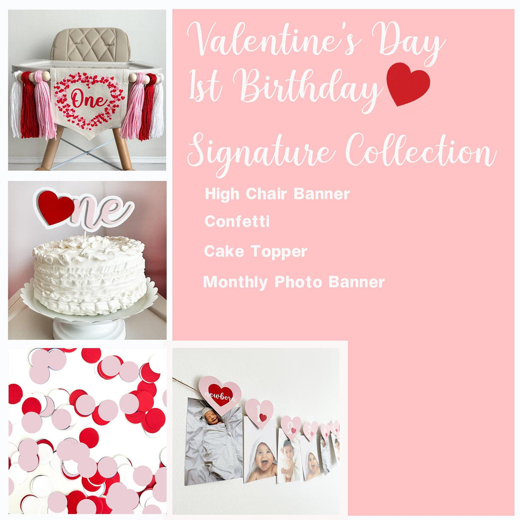 Valentine First Birthday | Sweetheart Party | 1st Birthday Bundle | Red Hearts Balloon Arch | Pink & Red Balloon Garland | Girl Party Decor