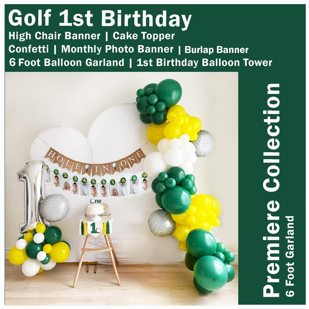 Golf Birthday 1st Birthday Bundle | Hole in One Party | Highchair Banner | Boy Party Decor | Golf First Birthday | Mastered First Year