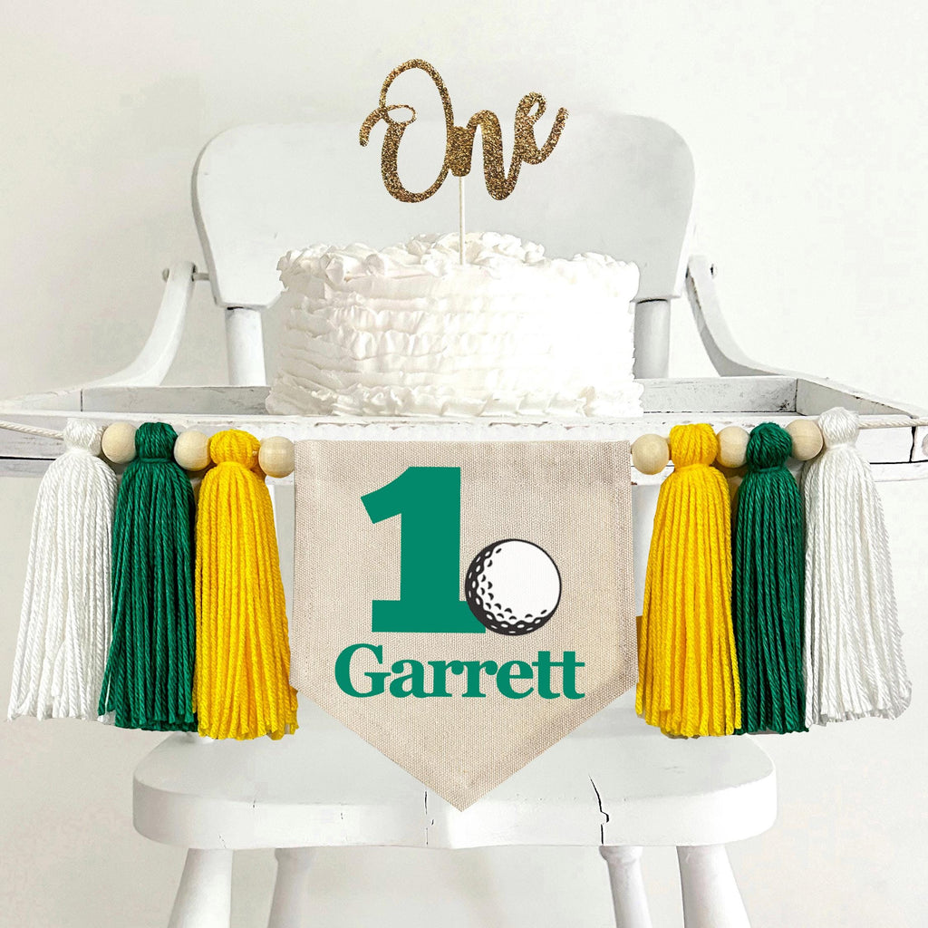 Golf 1st Birthday Party Decorations | Personalized Golf Banner | Custom Hole in One High Chair Decoration | Sports First Birthday Party