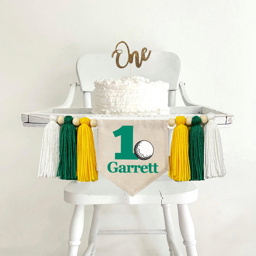 Golf 1st Birthday Party Decorations | Personalized Golf Banner | Custom Hole in One High Chair Decoration | Sports First Birthday Party