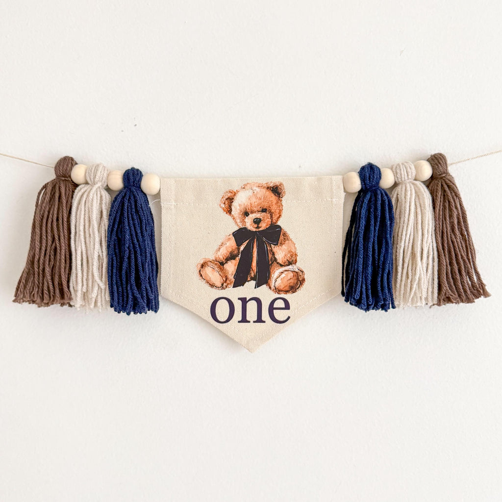 Teddy Bear First Birthday | Highchair Banner | Beary First Birthday | Boy Party Decorations | Cake Smash Prop