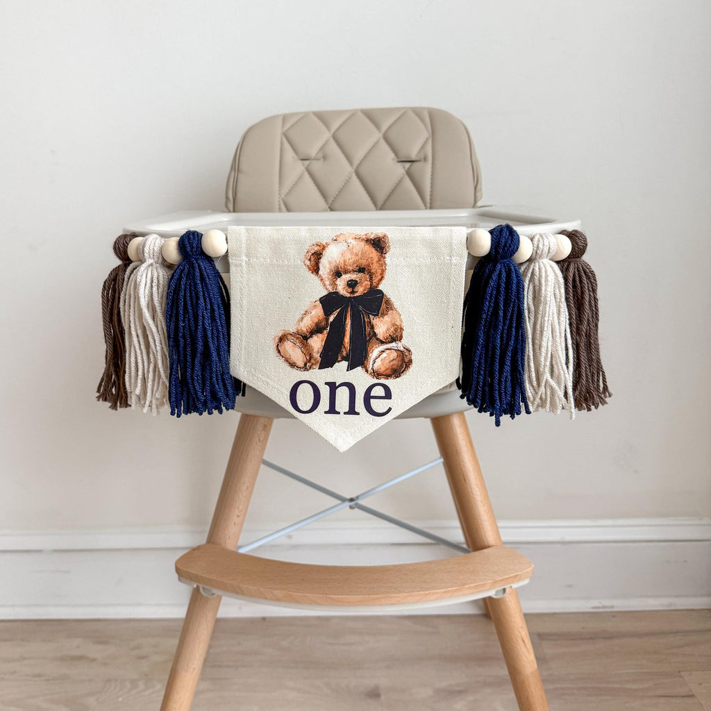 Teddy Bear First Birthday | Highchair Banner | Beary First Birthday | Boy Party Decorations | Cake Smash Prop