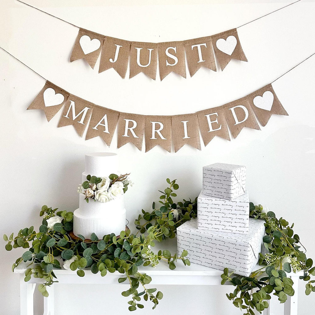 Wedding Decorations | Just Married Banner | Newly Wed Car Decorations | Rustic Wedding Decor |