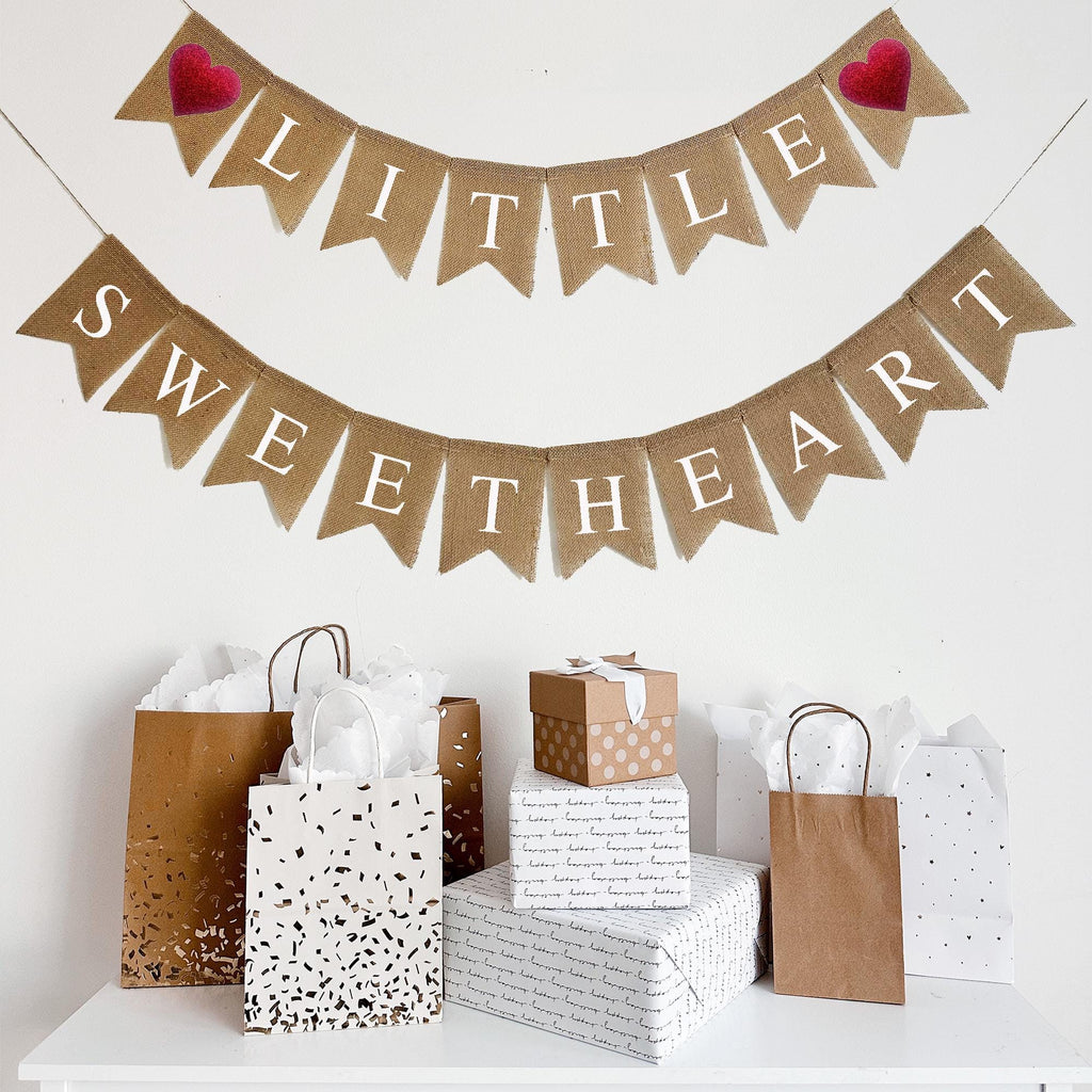 Little Sweetheart Baby Shower | Valentine's Birthday Party | Sweetheart 1st Birthday | Burlap Banner