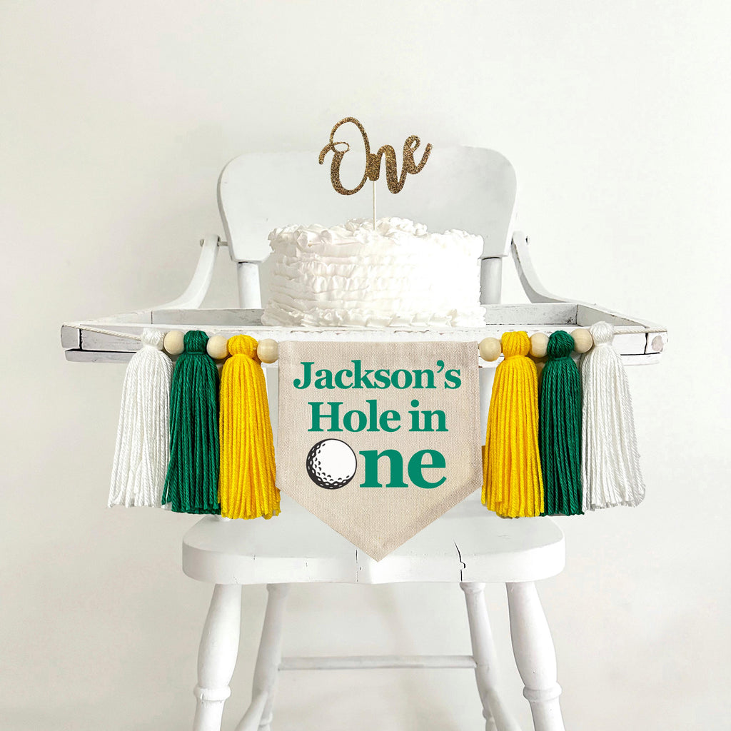 Golf 1st Birthday Party Decorations | Personalized Golf Banner | Sports First Birthday Party | Custom Hole in One High Chair Decoration