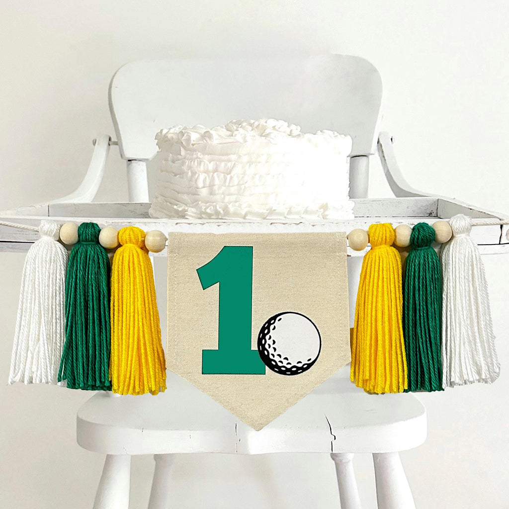 Golf 1st Birthday Party Decorations | Personalized Golf Banner | Custom Hole in One High Chair Decoration | Sports First Birthday Party