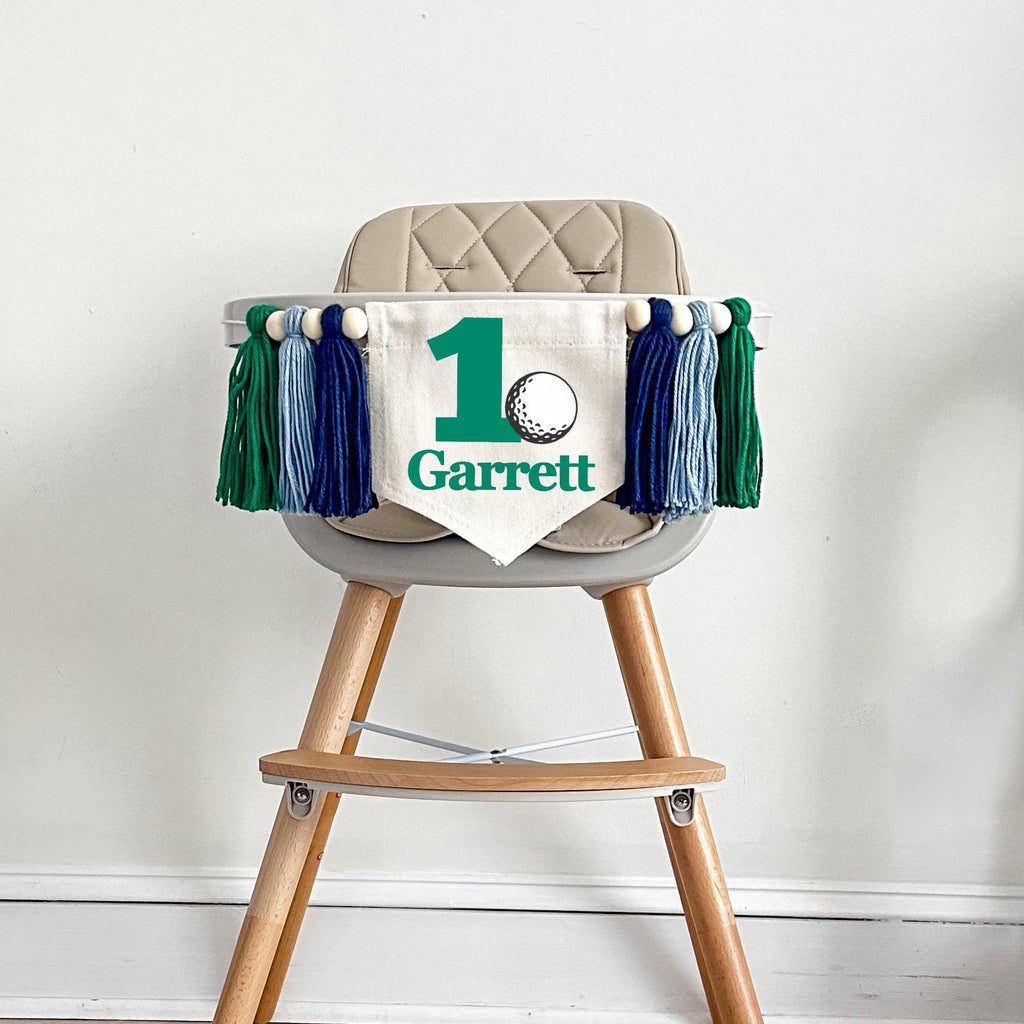 Golf 1st Birthday Party Decorations | Custom Hole in One High Chair Decoration | Personalized Golf Banner | Sports First Birthday Party