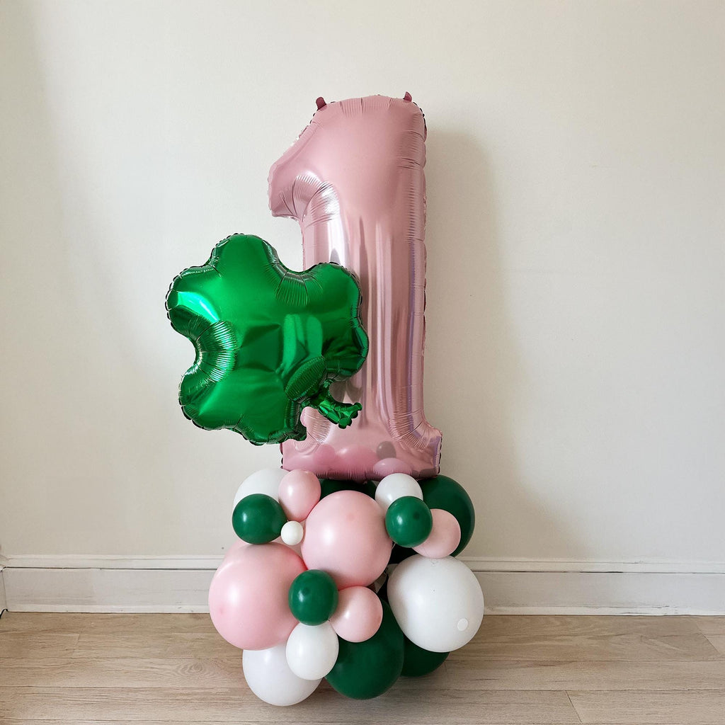 Lucky One First Birthday | Girls St Patrick's Day Party | Shamrock Clover Decorations | Green Pink and White Balloon Arch