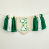 Shamrock 1st Birthday Tassel Banner, Custom St Patrick's Day Highchair Decoration, Personalized Clover First Birthday Party Sign