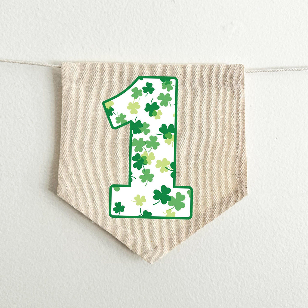 Shamrock 1st Birthday Tassel Banner, Custom St Patrick's Day Highchair Decoration, Personalized Clover First Birthday Party Sign