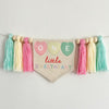 One Little Sweetheart 1st Birthday Banner, | Valentines Day First Birthday Party Sign | Candy Hearts Highchair Decoration