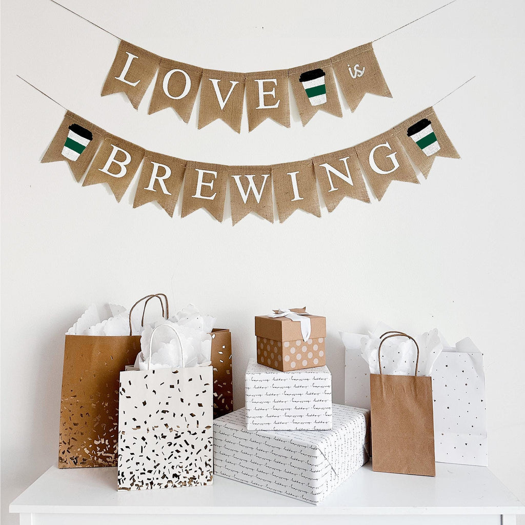 Love is Brewing Bridal Shower Banner | Coffee Themed Bride to Be Decorations | Engagement Party Decor | Wedding Engagement Sign