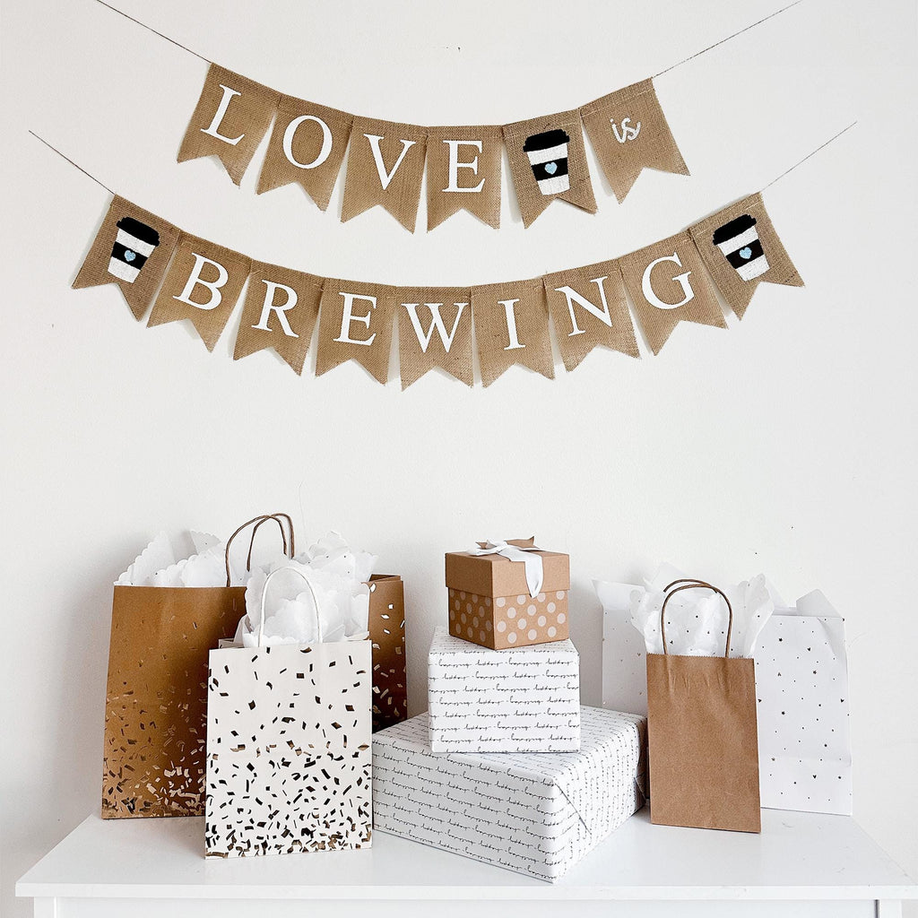 Love is Brewing Bridal Shower Banner | Coffee Themed Bride to Be Decorations | Engagement Party Decor | Wedding Engagement Sign
