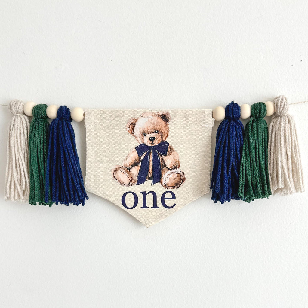 Teddy Bear First Birthday | Beary First Birthday | Highchair Banner | Boy Party Decorations | Cake Smash Prop