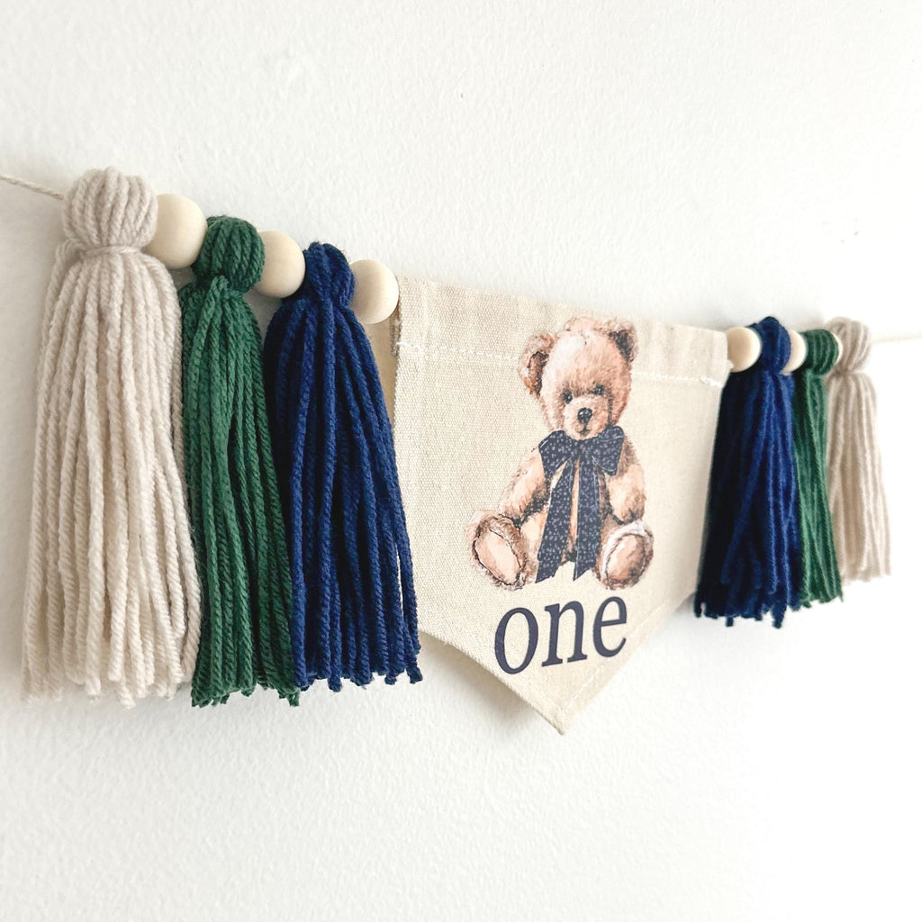 Teddy Bear First Birthday | Beary First Birthday | Highchair Banner | Boy Party Decorations | Cake Smash Prop