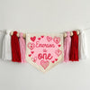 Valentine 1st Birthday Tassel Banner, Custom Heart Highchair Decoration, Love Cake Smash Pennant, Personalized Valentines Day First Birthday