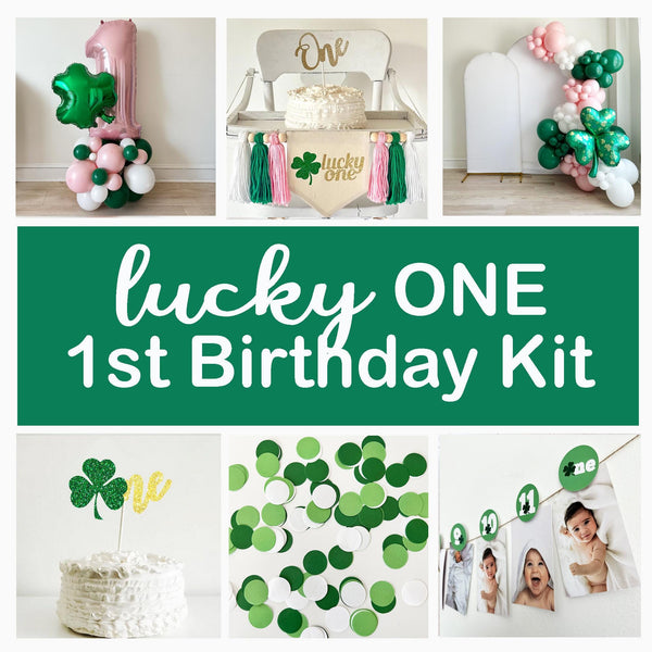 Lucky One First Birthday | Girls St Patrick's Day Party | Shamrock Clover Decorations | Green Pink and White Balloon Arch