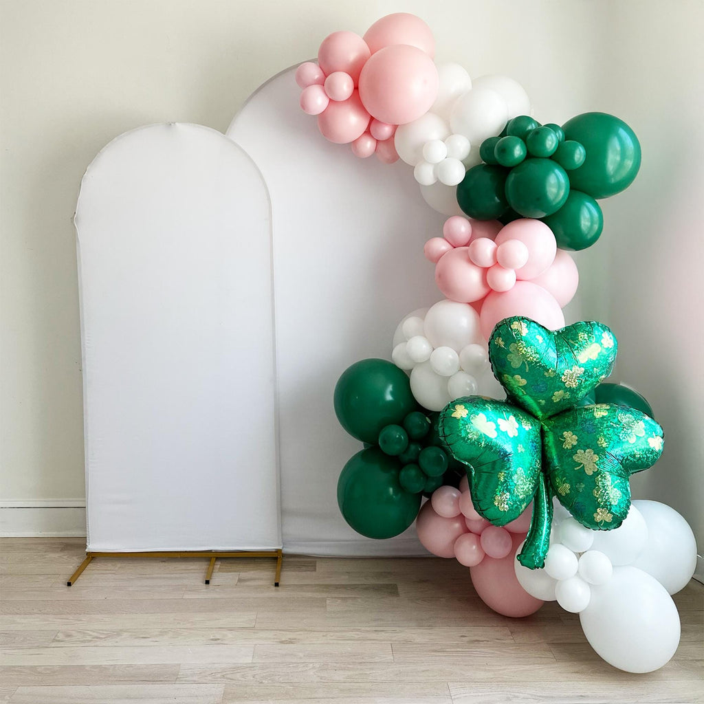 Lucky Charm Baby Shower Bundle | St Patricks Themed Baby Girl Shower Decorations | Pink & Green St. Paddy's Birth Announcement