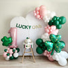 Lucky One First Birthday | Girls St Patrick's Day Party | Shamrock Clover Decorations | Green Pink and White Balloon Arch
