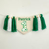 Shamrock 1st Birthday Tassel Banner, Custom St Patrick's Day Highchair Decoration, Personalized Clover First Birthday Party Sign
