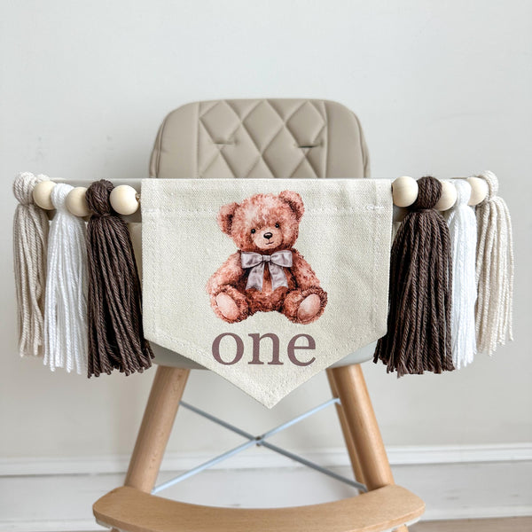 Teddy Bear Birthday | Highchair Banner | Beary First Birthday | Bear Party Decorations | 1st Birthday Boy | Cake Smash Prop