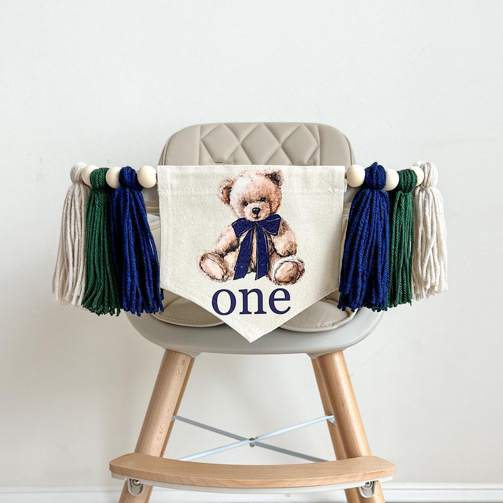 Teddy Bear First Birthday | Beary First Birthday | Highchair Banner | Boy Party Decorations | Cake Smash Prop
