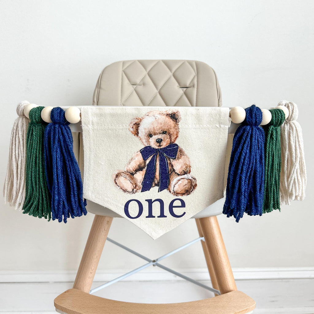 Teddy Bear First Birthday | Beary First Birthday | Highchair Banner | Boy Party Decorations | Cake Smash Prop