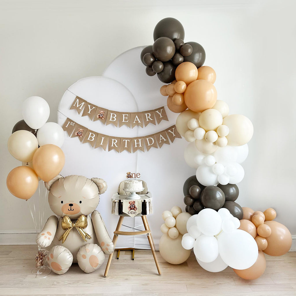 My Beary 1st Birthday Bundle | Teddy Bear Party Decorations | One Banner | First Birthday Party Decorations | Preppy Bear Balloon |