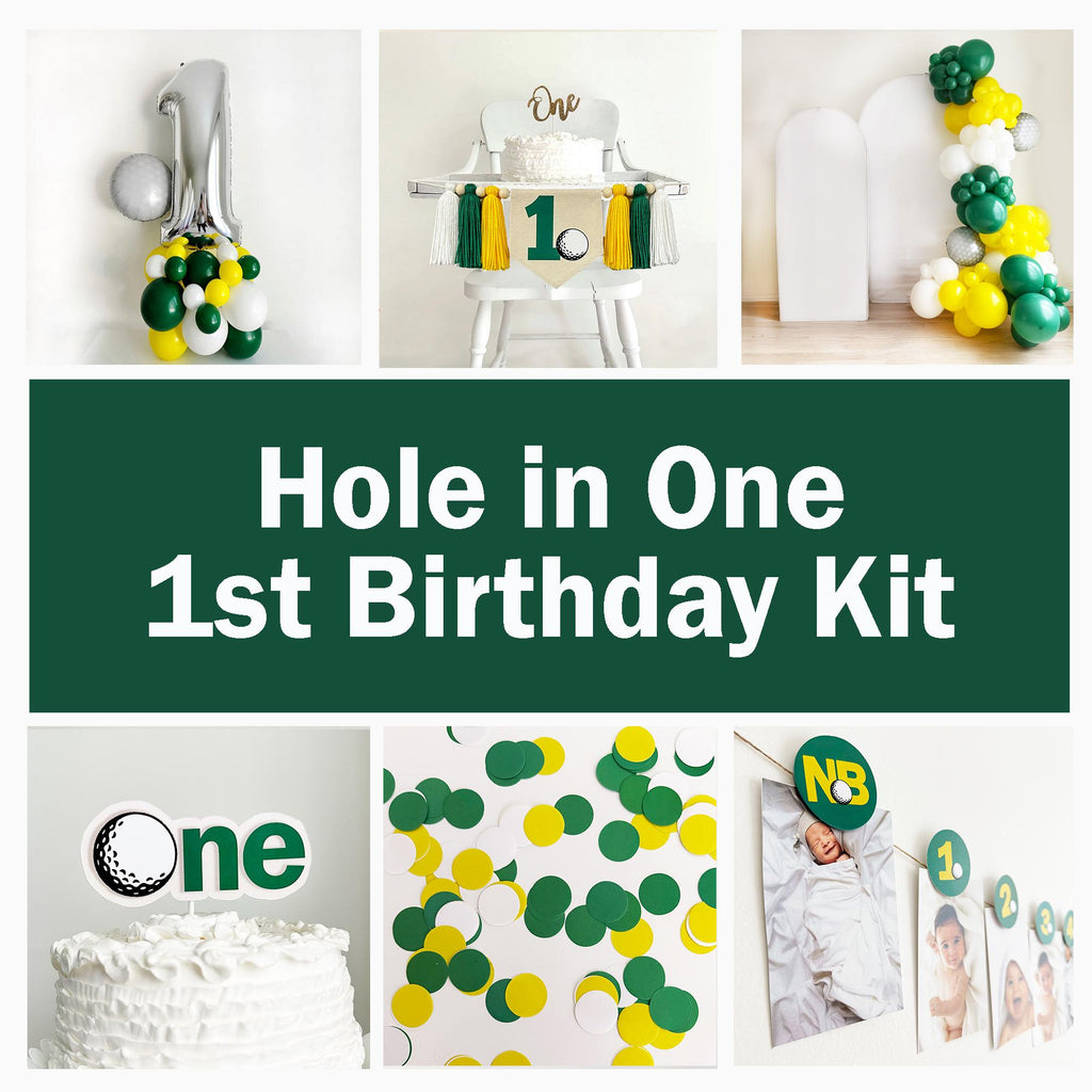 Golf Birthday 1st Birthday Bundle | Hole in One Party | Highchair Banner | Boy Party Decor | Golf First Birthday | Mastered First Year