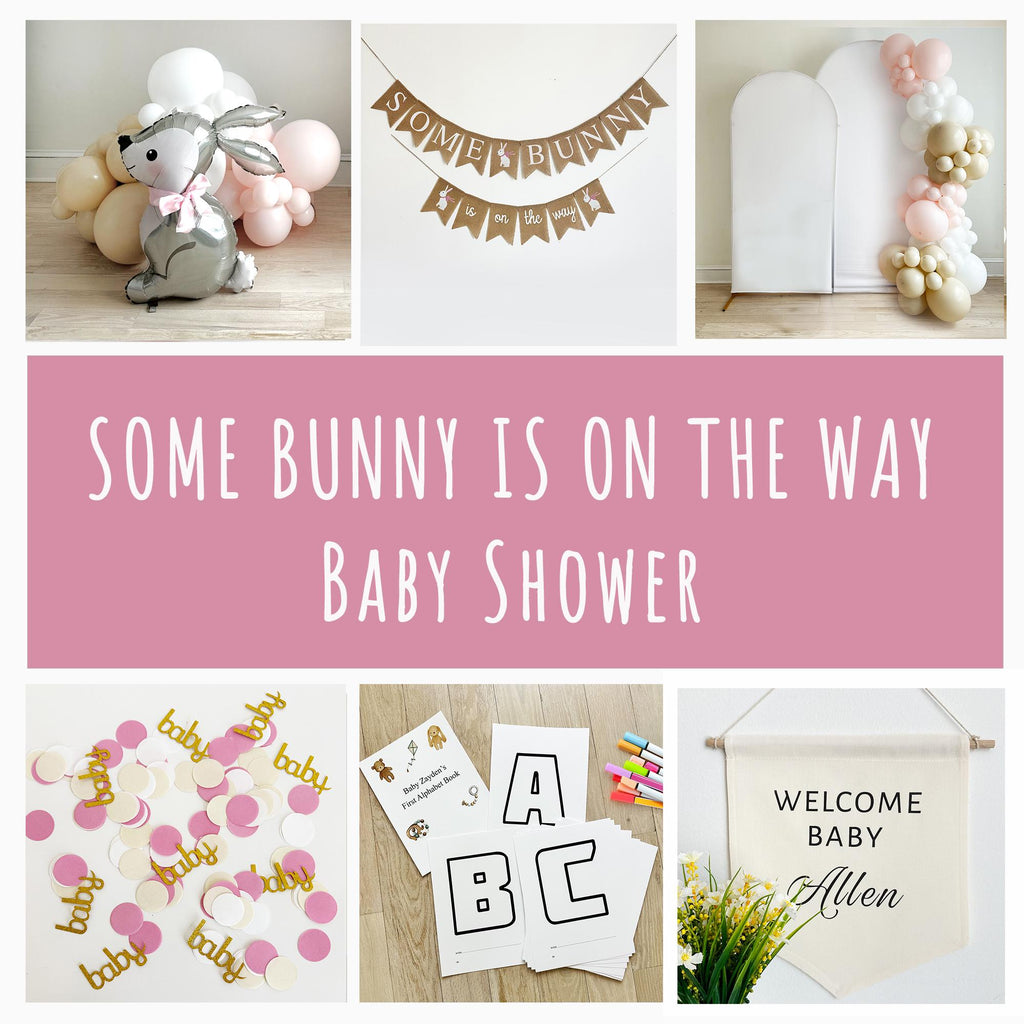 Bunny Baby Shower | Some Bunny Is On The Way Bundle | Easter Baby Announcement | Little Girl Baby Shower