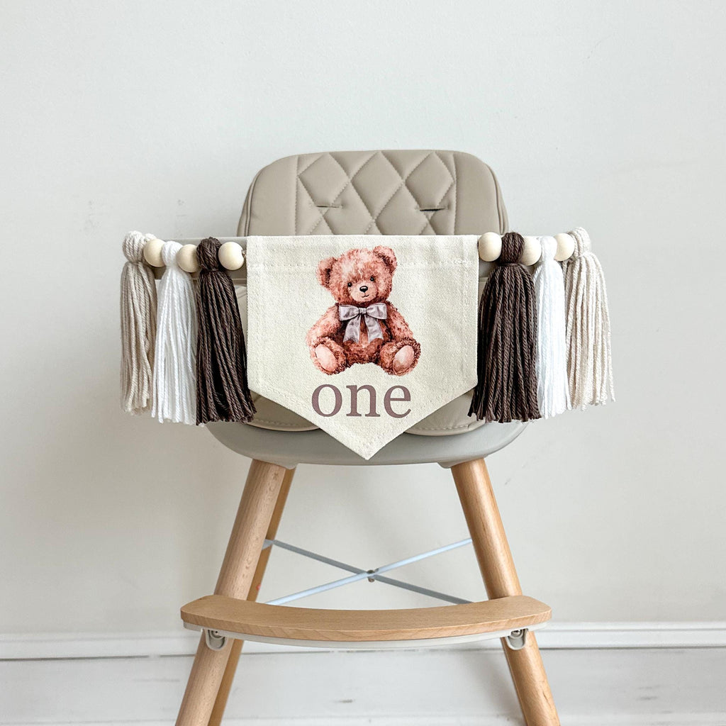 Teddy Bear Birthday | Highchair Banner | Beary First Birthday | Bear Party Decorations | 1st Birthday Boy | Cake Smash Prop