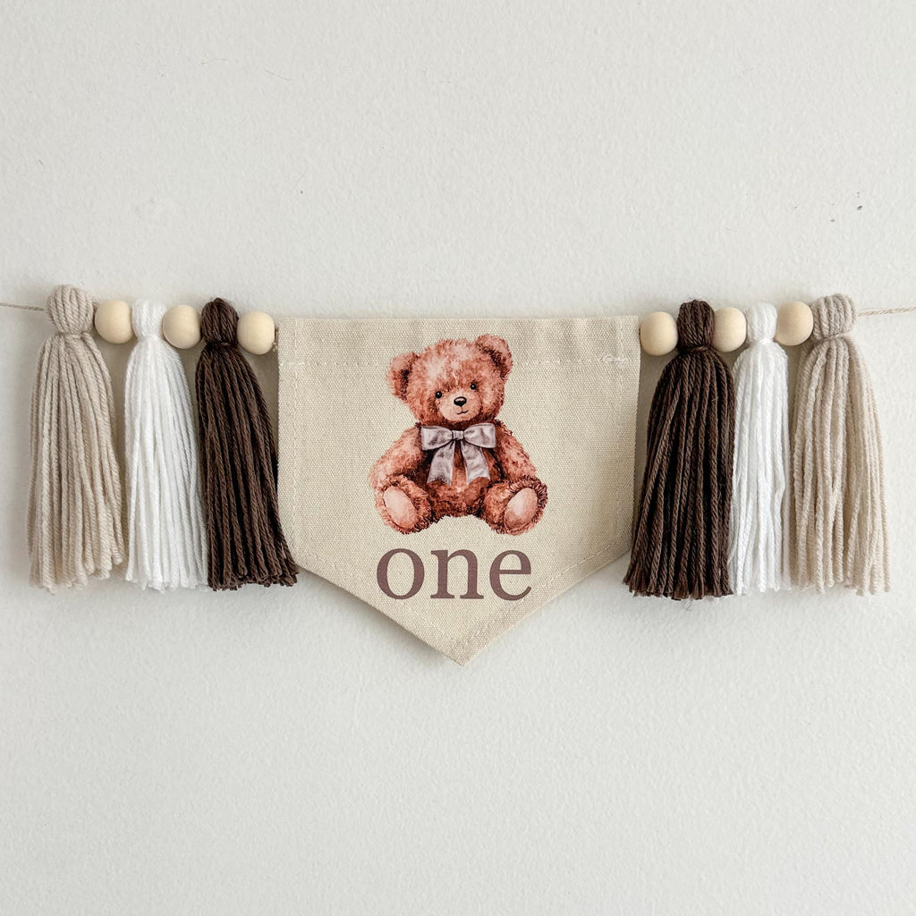 Teddy Bear Birthday | Highchair Banner | Beary First Birthday | Bear Party Decorations | 1st Birthday Boy | Cake Smash Prop