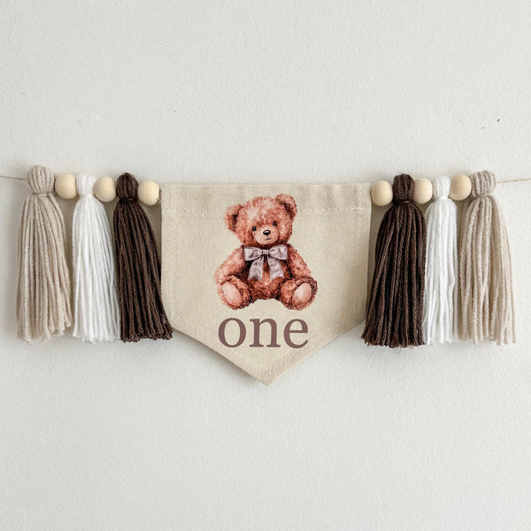 Teddy Bear Birthday | Highchair Banner | Beary First Birthday | Bear Party Decorations | 1st Birthday Boy | Cake Smash Prop