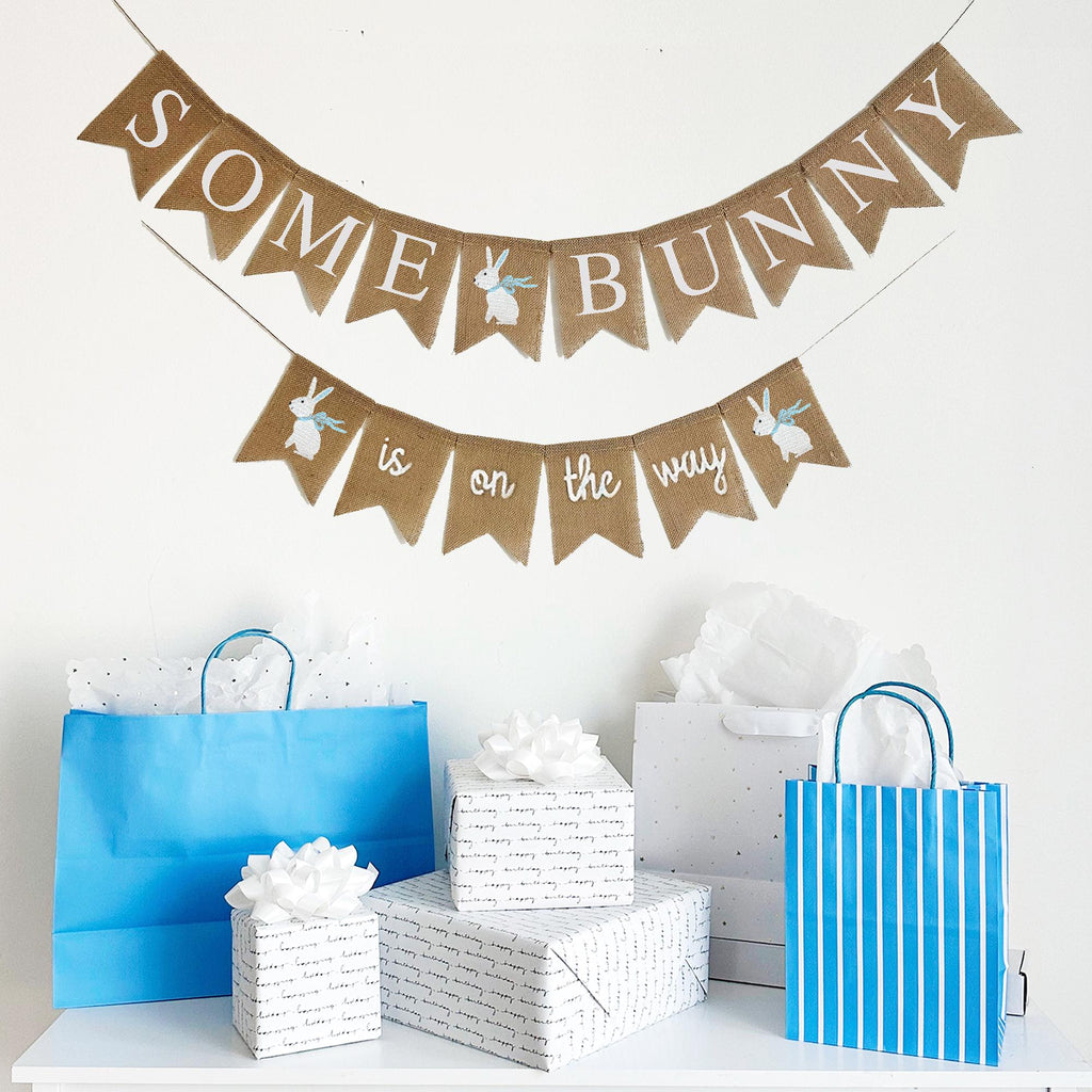 Some Bunny Is On The Way Banner | Bunny Baby Shower Sign | Easter Baby Announcement | Little Girl Shower Decorations | Gender Reveal Party