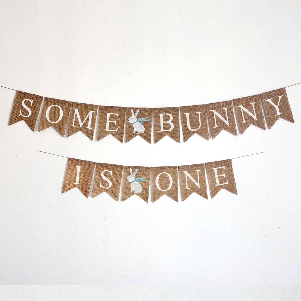 Some Bunny Is One First Birthday Bundle | Easter 1st Birthday Party Decorations | Boys Cake Smash Decor
