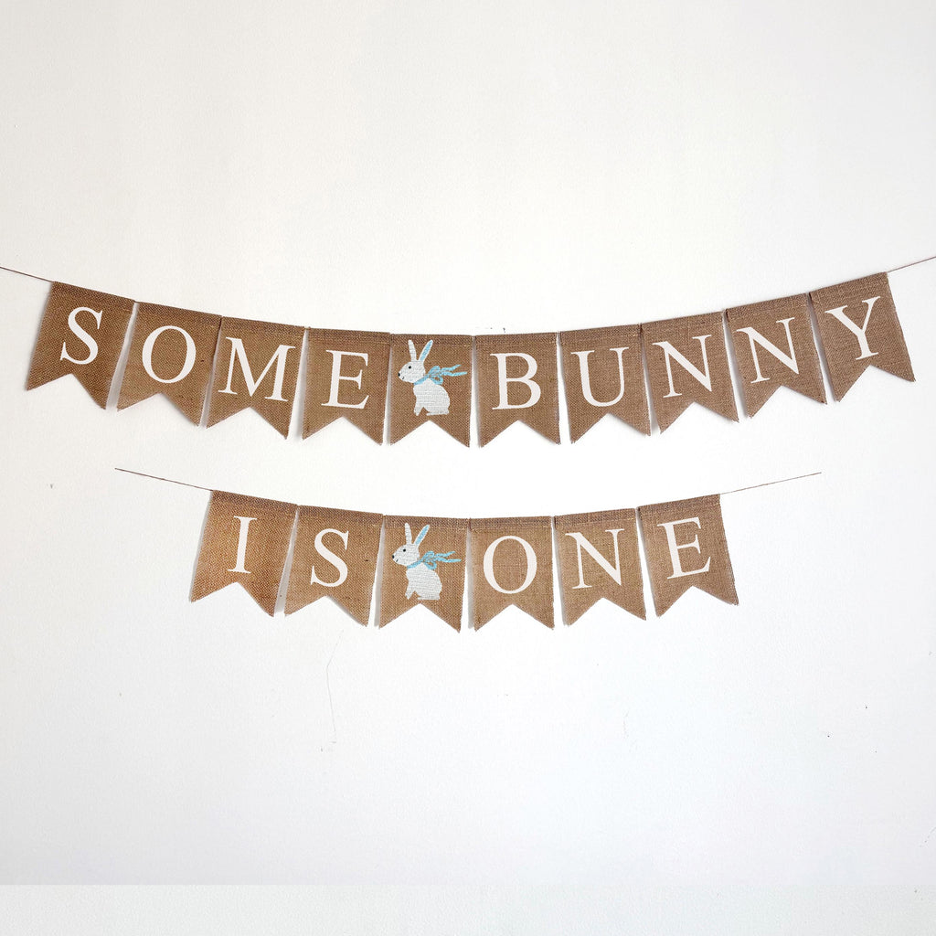 Some Bunny Is One First Birthday Bundle | Easter 1st Birthday Party Decorations | Boys Cake Smash Decor