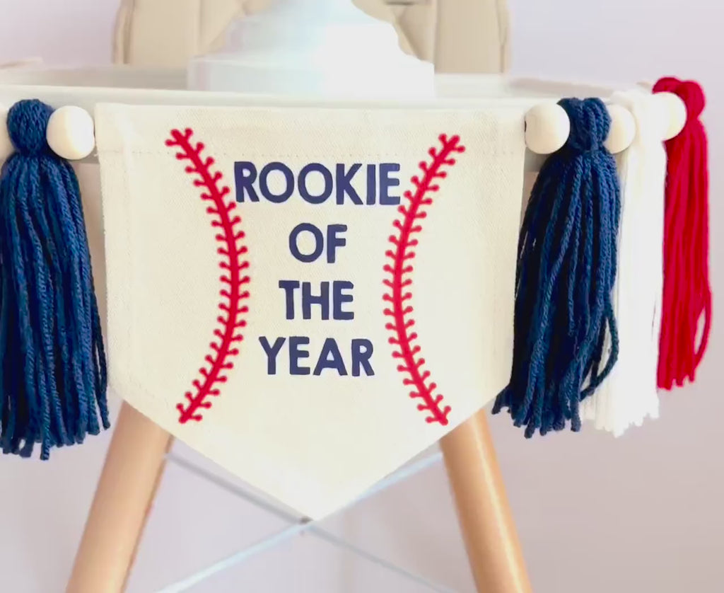 Rookie of the Year 1st Birthday | Baseball First Birthday Decorations | Baseball Balloon Arch | 12 Month Photo Banner | Baseball Party Kit