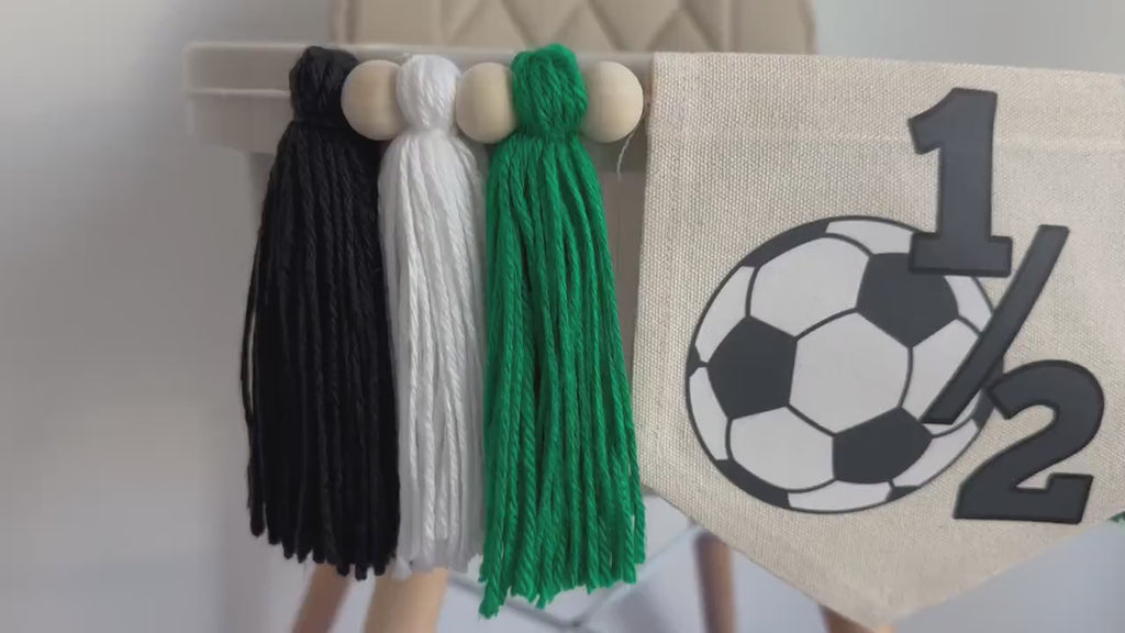Soccer Half Birthday Tassel Banner, Six Month Soccer Highchair Party Decorations, Little Goalie Birthday Party Sign, Half Birthday Decor