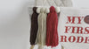 Western 1st Birthday Party Decorations | My First Rodeo Highchair Tassel Banner in Red